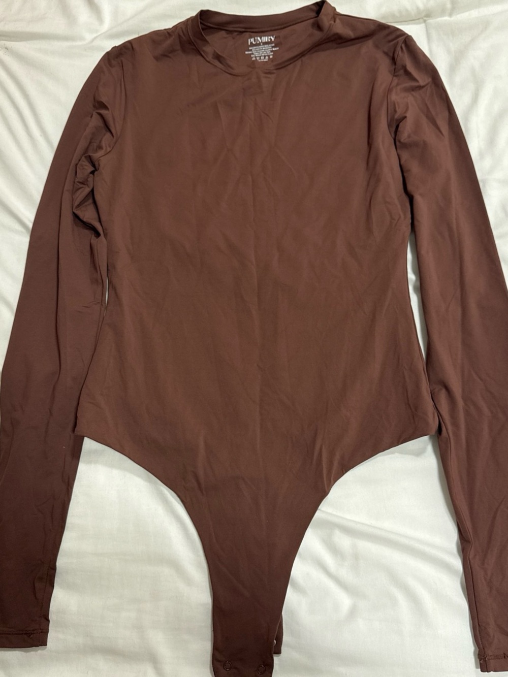 Amazon Women's Long Sleeve Bodysuit in Chocolate Brown
